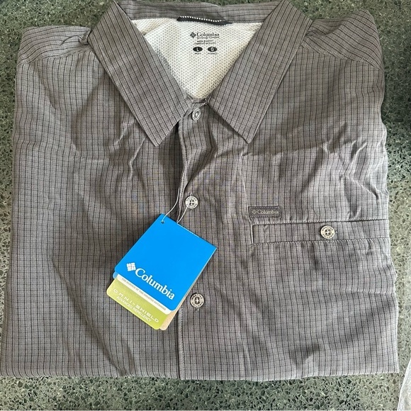 Columbia Security Check II Omni Shade UPF Button Down Shirt Gray Men's Lg NEW - Picture 7 of 14